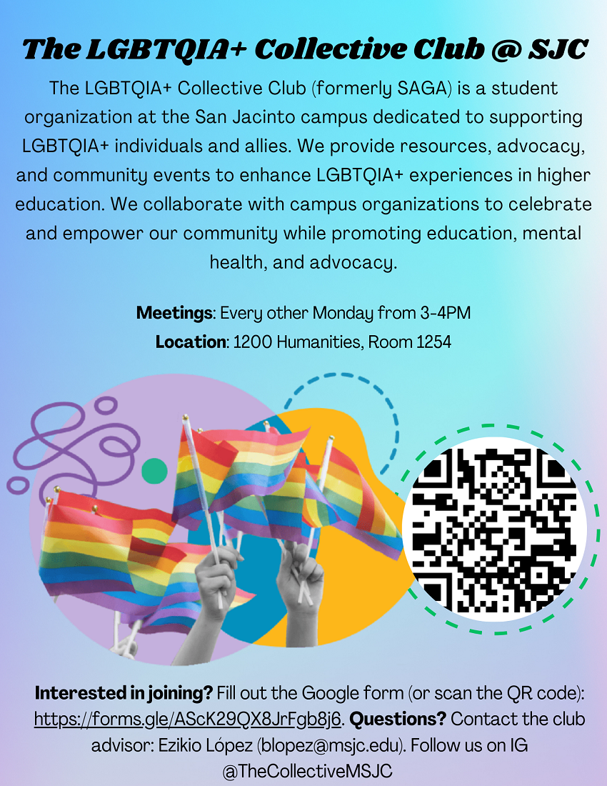 join the LGBTQIA plus collective club at SJC