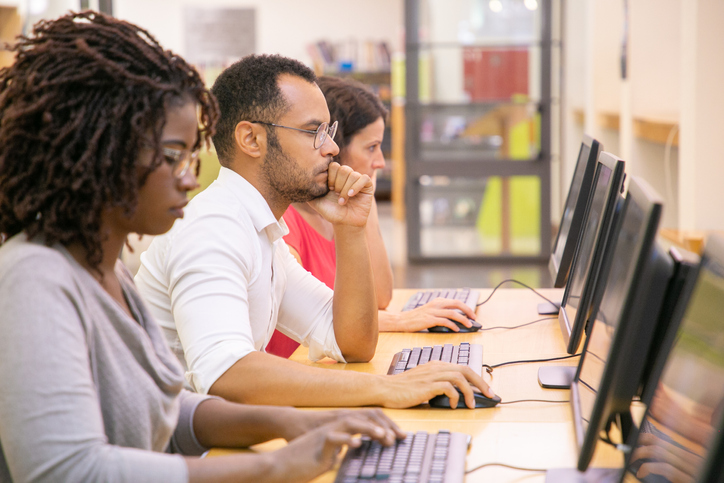 students at computers