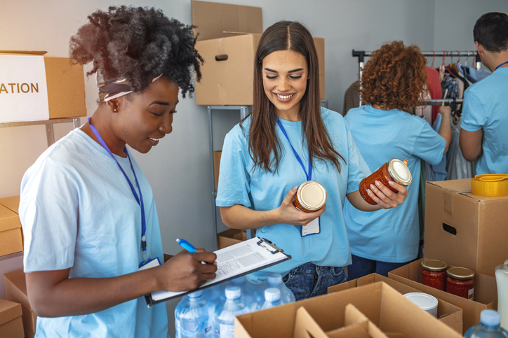 volunteers at a food bank