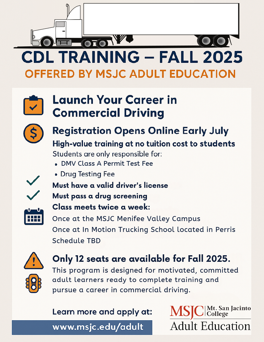 CDL Training Available Fall 2025