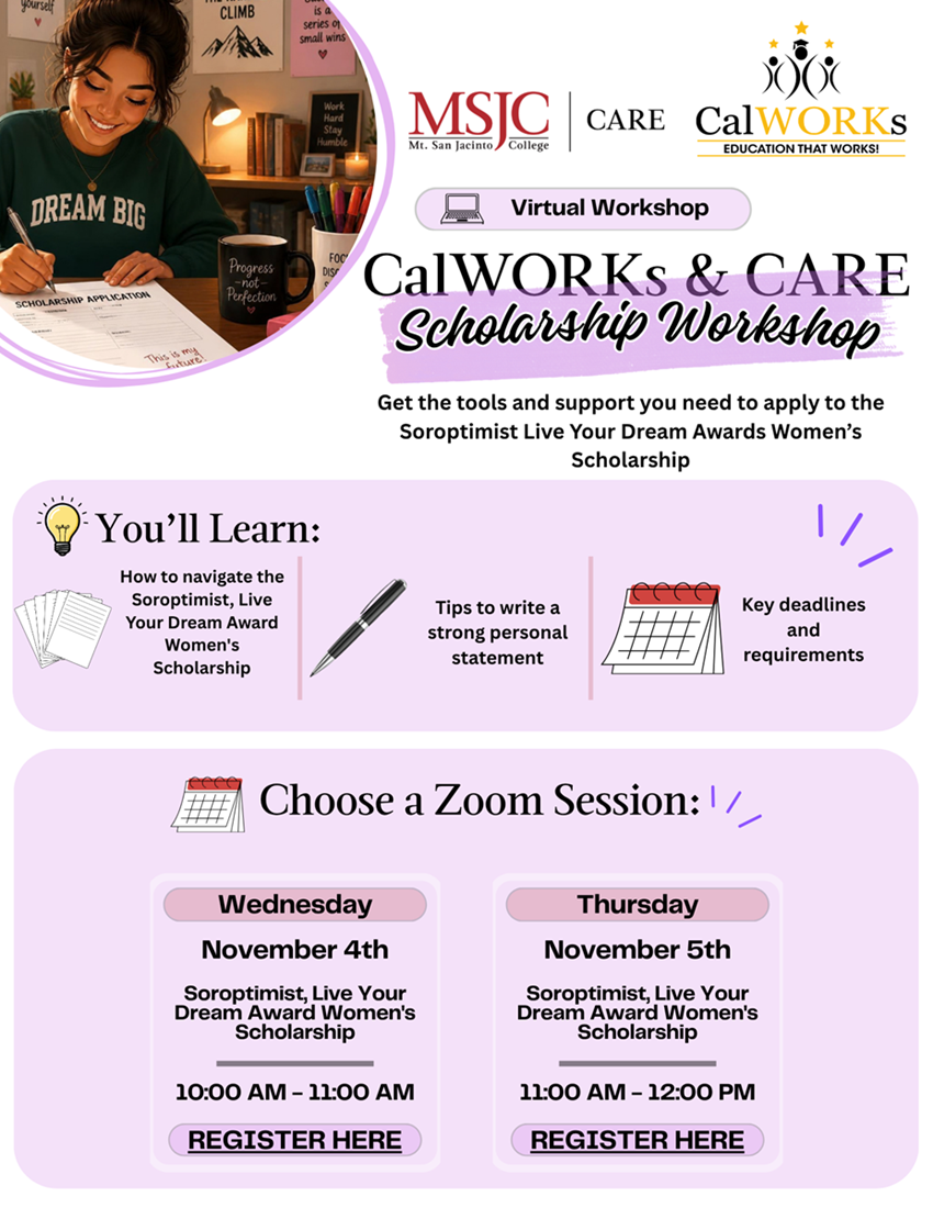 Soroptimist Scholarship Workshop Flyer