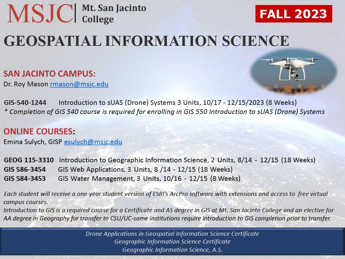 GIS classes offered Fall 2023