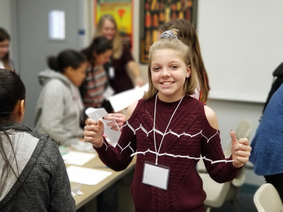 Taryn Wagner completes a project designed to illustrate math skills