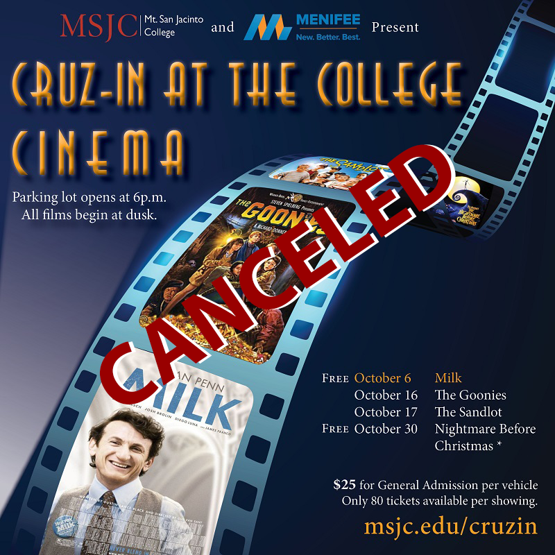 MSJC Cancels Drive-In Movies Series