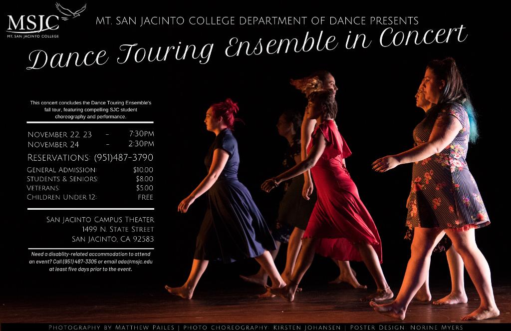 MSJC Hosts Dance Touring Ensemble in Concert Nov. 22-24