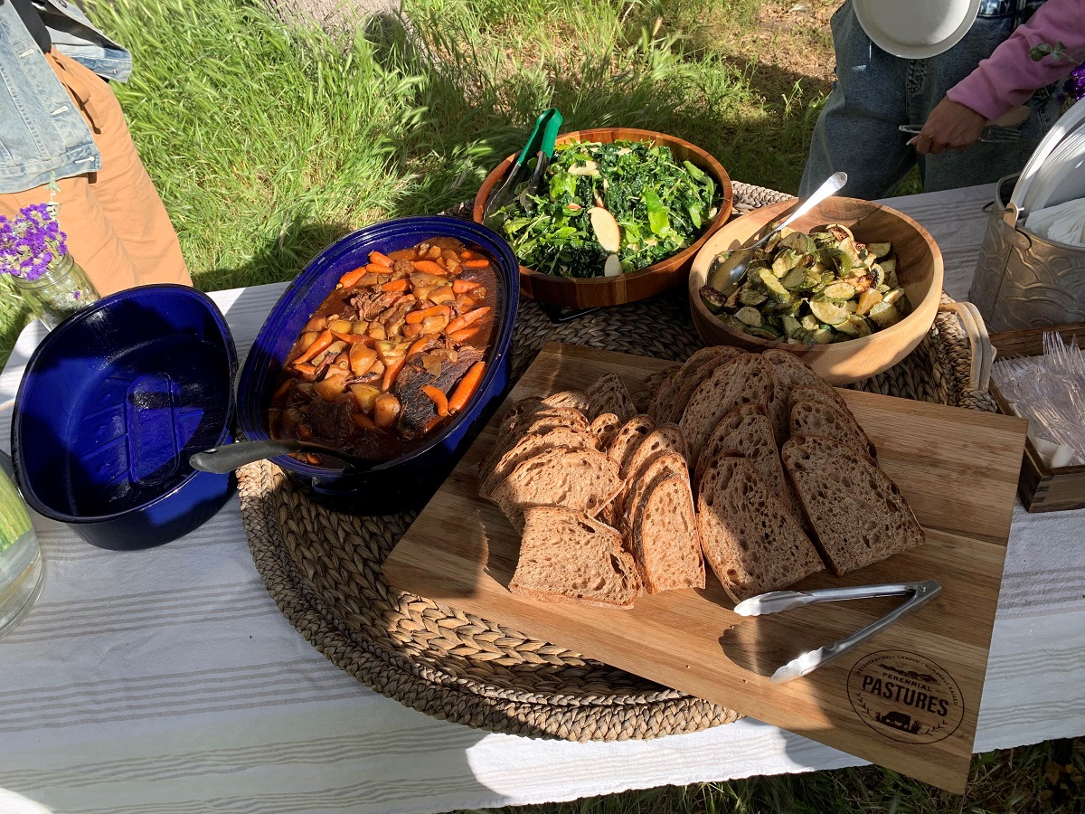 homecooked meal prepared by Perennial Pastures