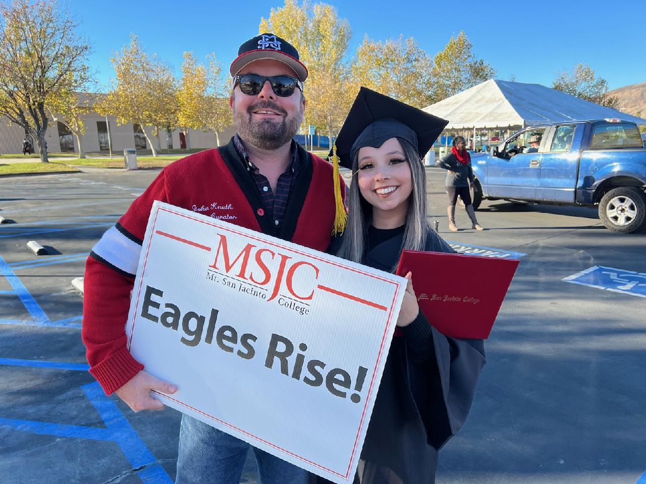 MSJC graduate Caitlyn Clark and professor John Knuth