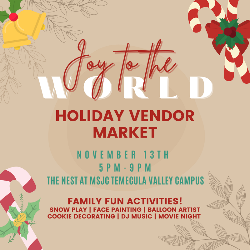 MSJC to Hold Festive Holiday Vendor Market on November 13