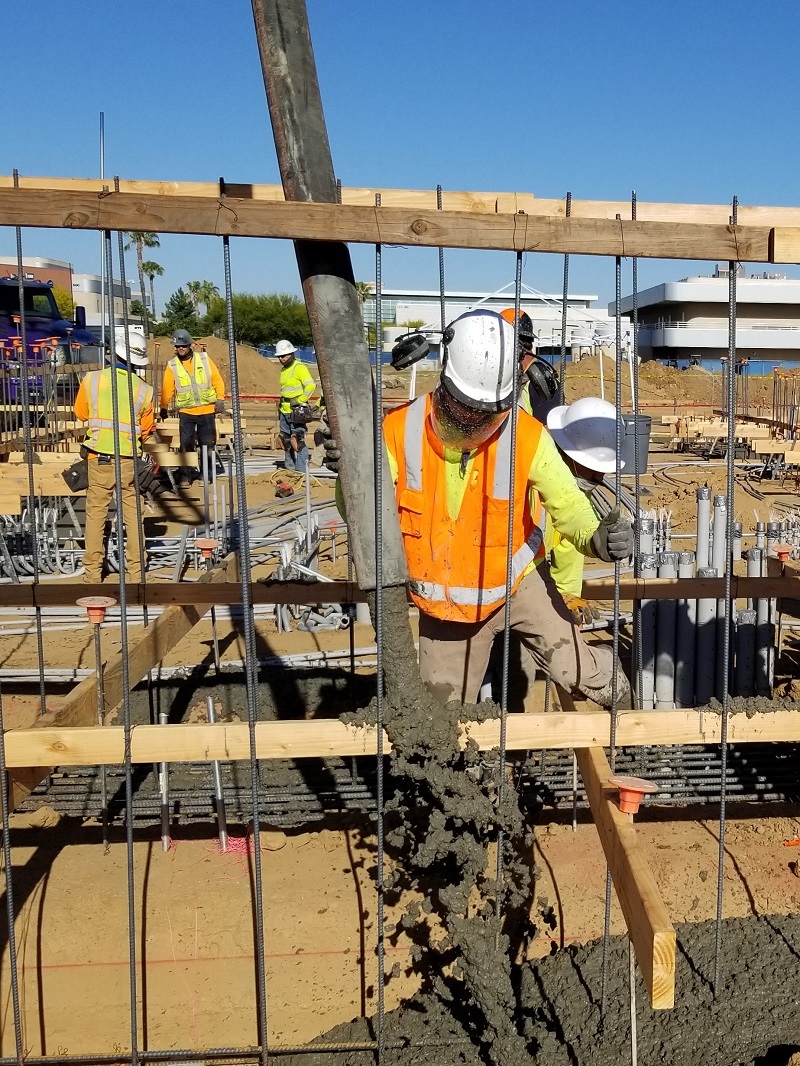 pouring concrete