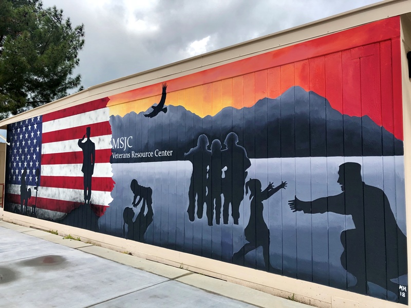 mural at the Veterans Resource Center on the San Jacinto Campus