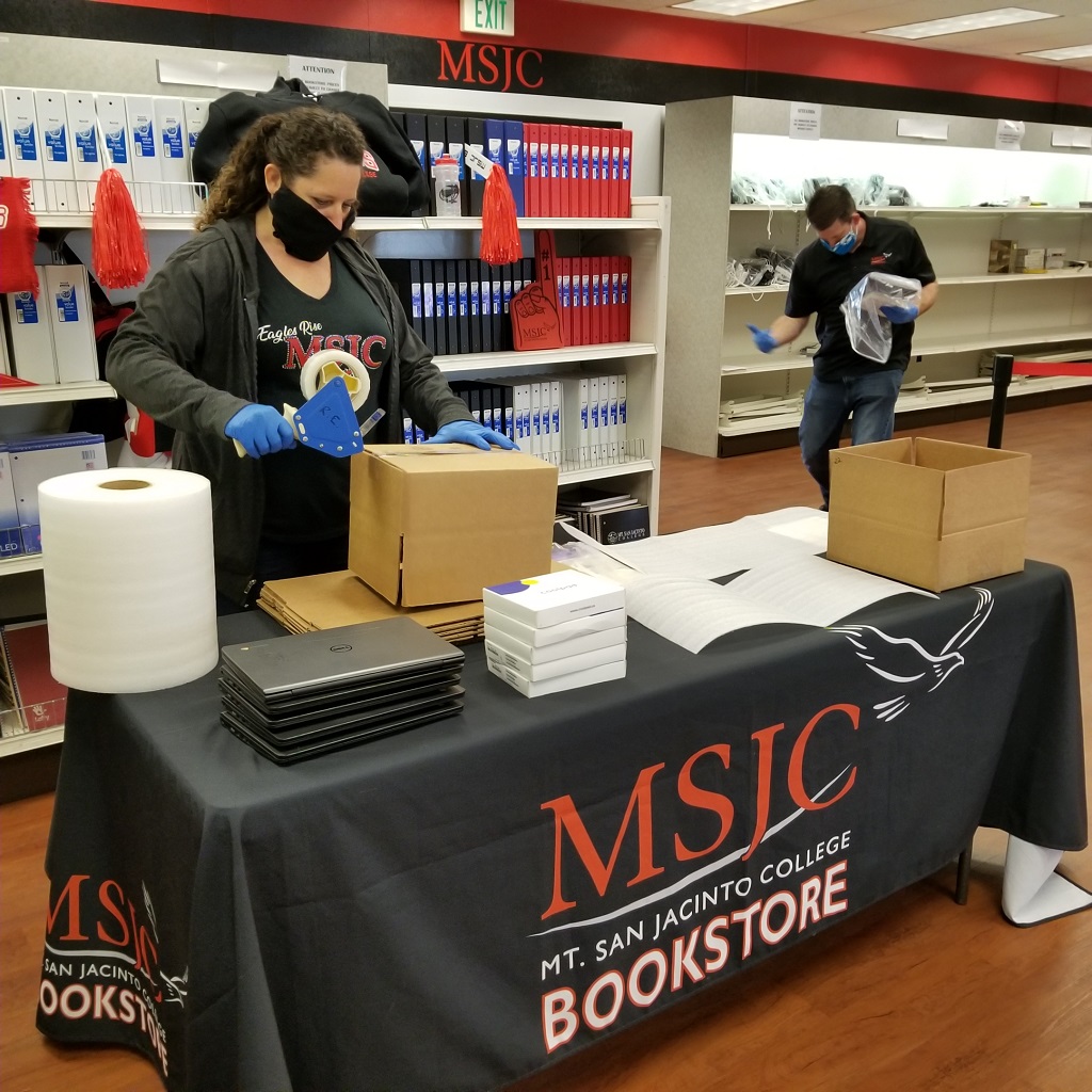 MSJC staff prepare chromebooks for shipping to students
