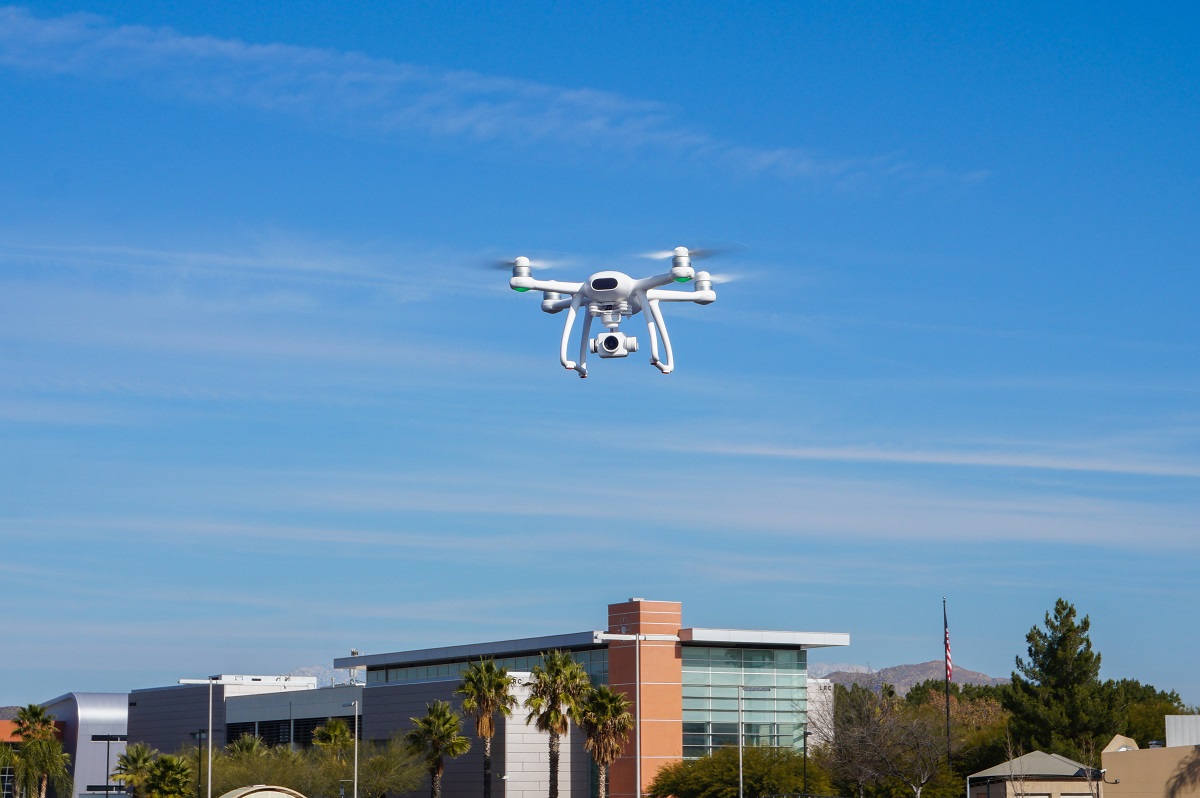 drone flying over the Menifee Valley Campus