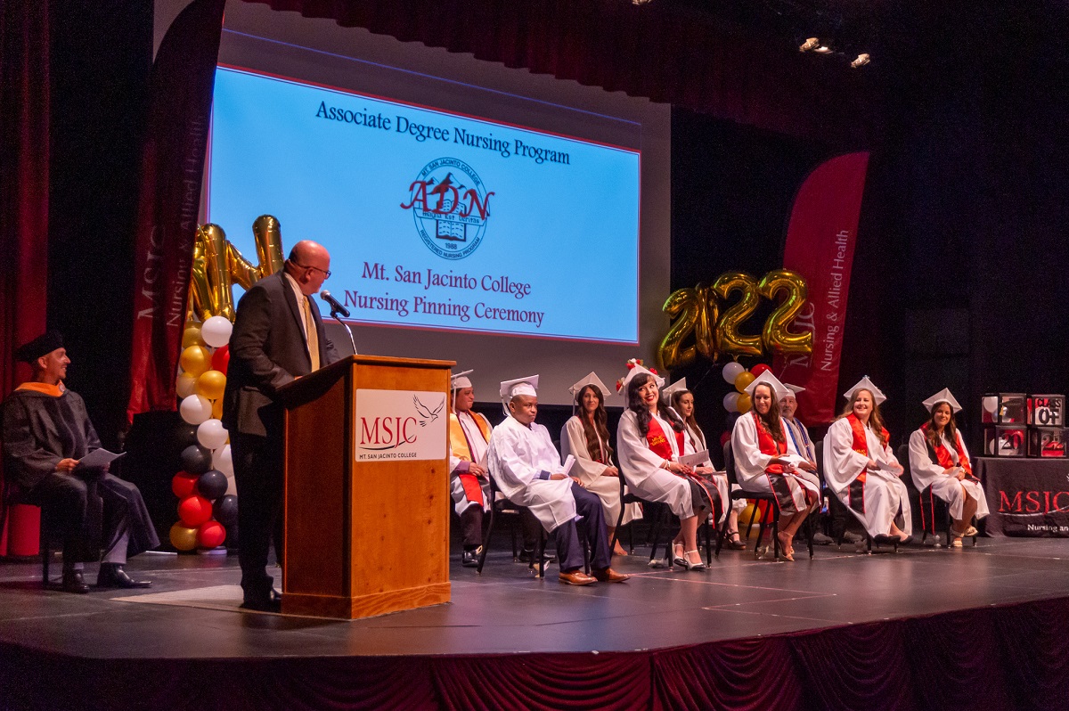 Dr. Rodger Schultz thanked the graduates for helping administer COVID-19 test during the pandemic