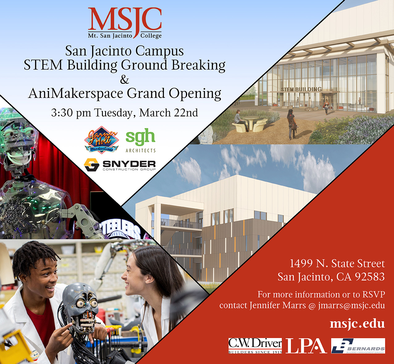 MSJC to Celebrate Groundbreaking of New STEM Building and Opening of New Animatronic Makerspace at San Jacinto Campus