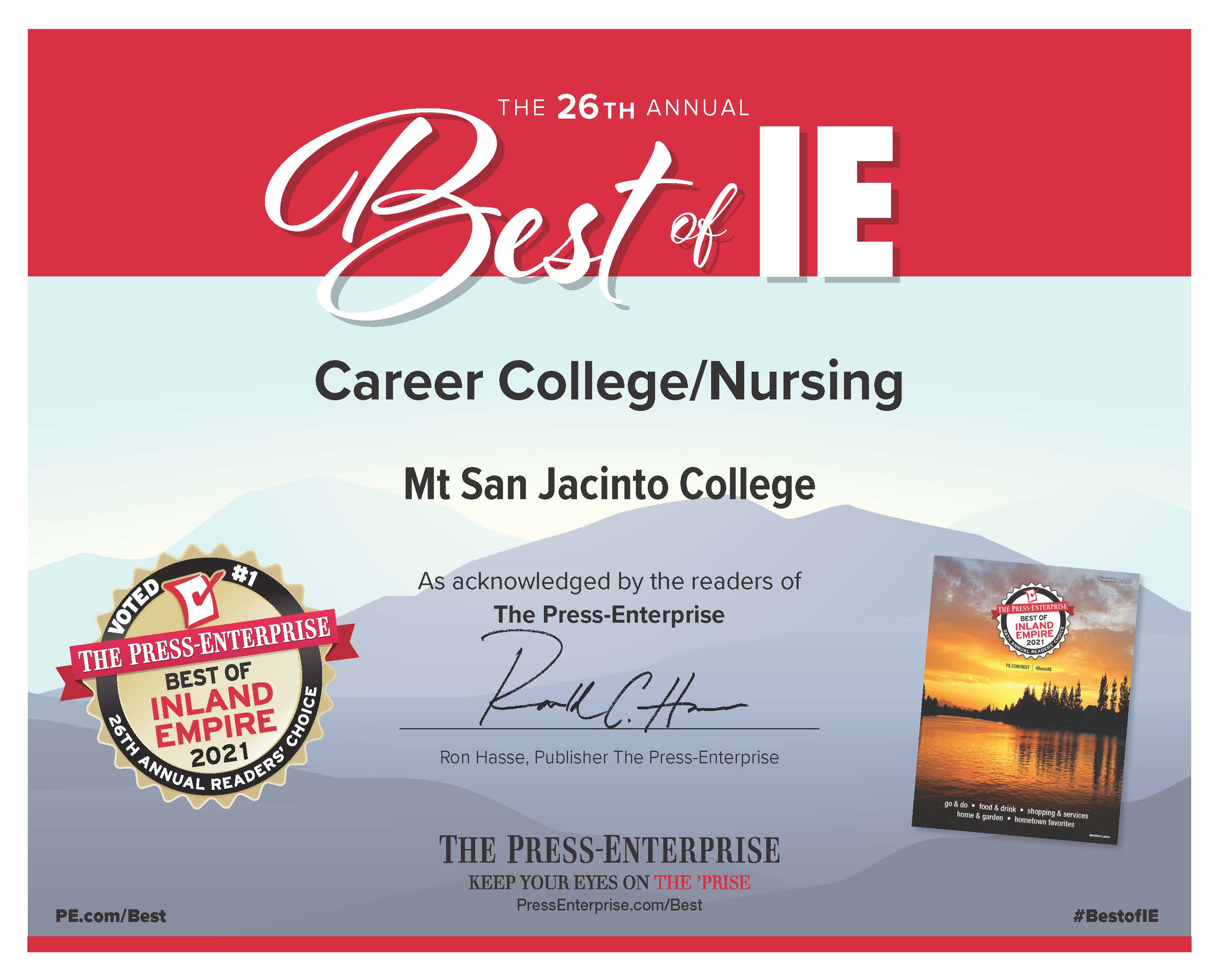 MSJC's Nursing Program Named #1 in the Inland Empire