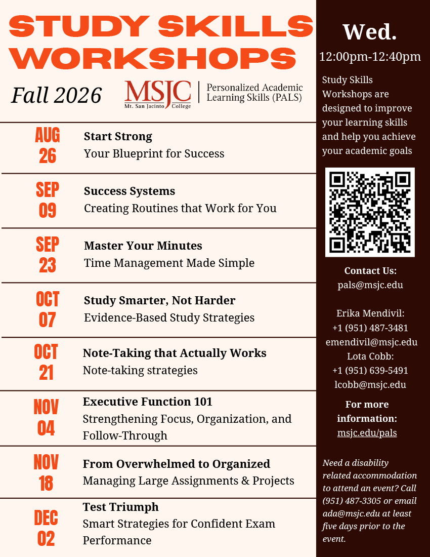 Study Skills Workshops flyer