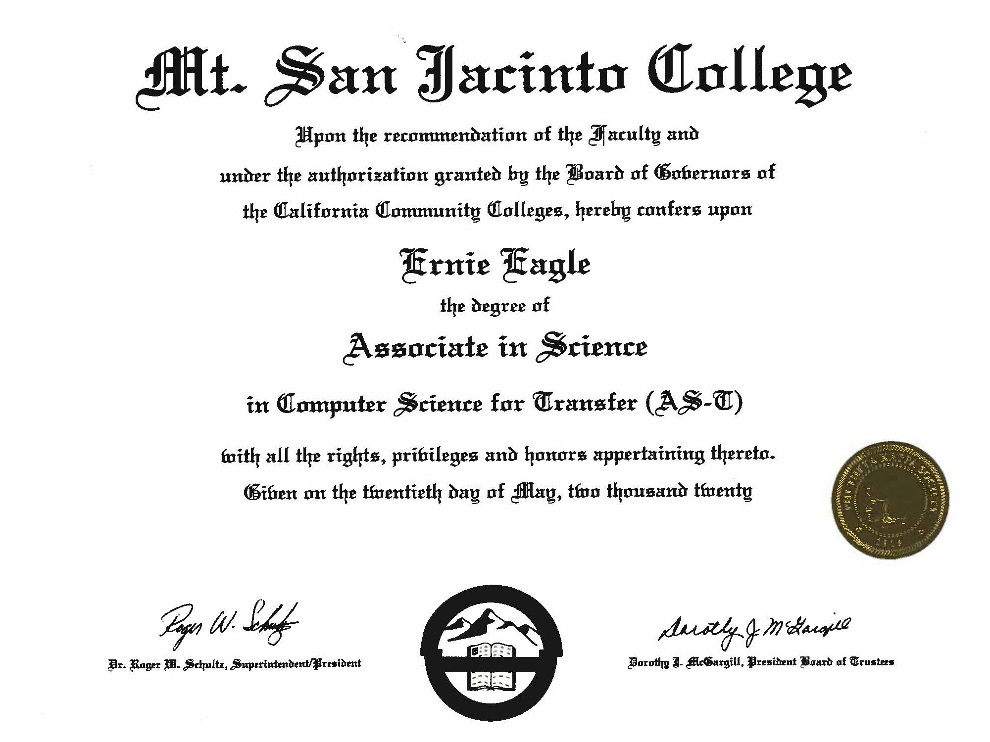 MSJC diploma