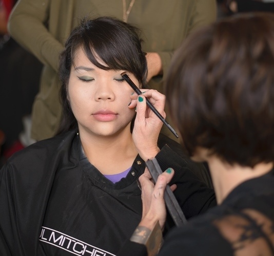 model getting makeup