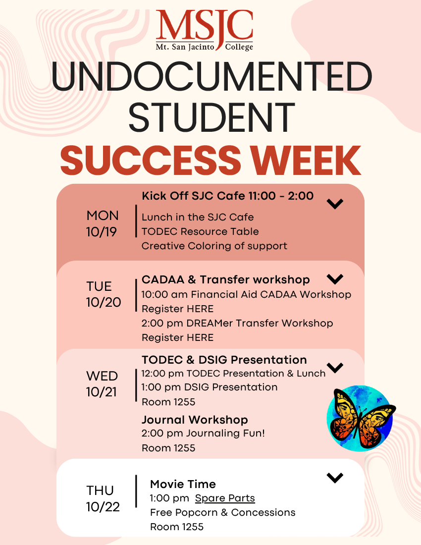 Undocumented Student Success Week activities